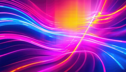 Obraz premium Vibrant neon light trails creating dynamic abstract background in modern colors.