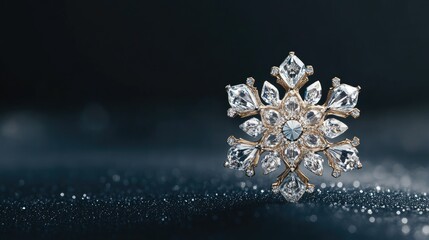 Fototapeta premium Elegant Snowflake Brooch with Sparkling Crystals