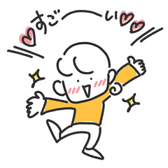 手描き　オーバーリアクションでものすごく褒める女性