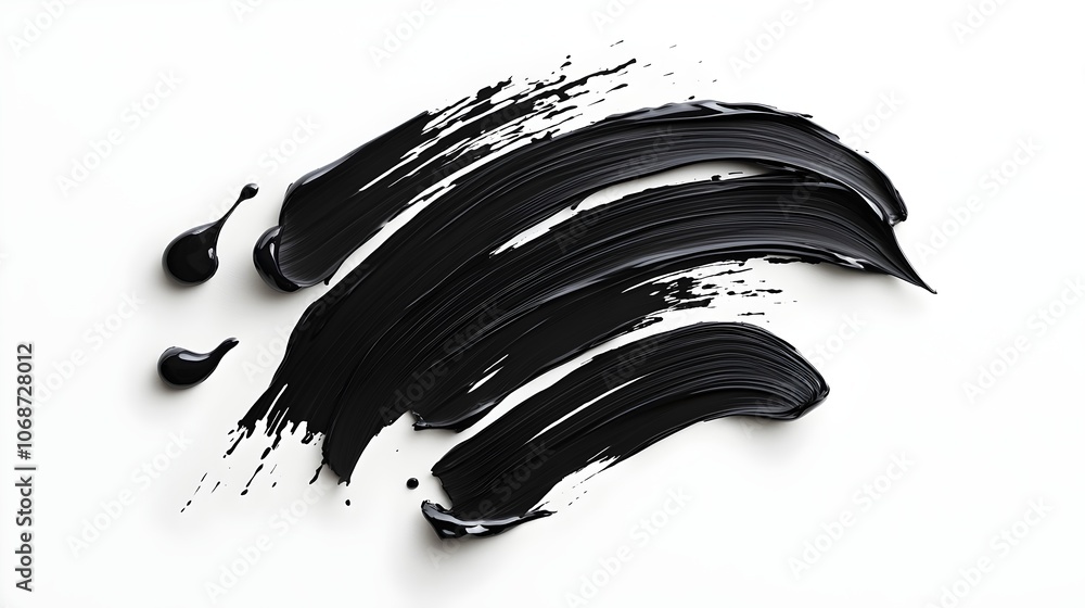 Poster bold black ink brush - fluid movement with intense contrast and expressive splashes for dynamic art 