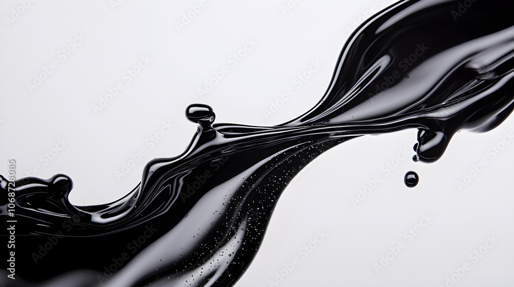 Poster viscosity bold brush - intense abstract expression with flowing lines and strong contrast on canvas 