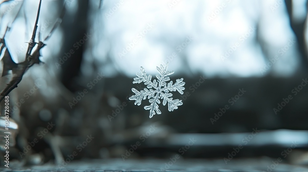 Poster intricate snowflake design in soft winter setting