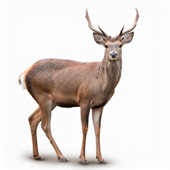 Fototapeta premium biche, cerf, animal, faune, faon, mammifère, nature, sauvage, , brun, gazon, cabrer, isolé, jeune, bébé, blanc, fond blanc, debout, chevreuil, vert, bois, extérieur