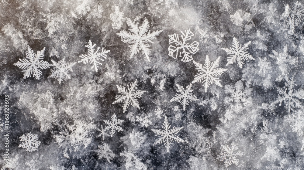 Poster beautiful snowflake pattern on a wintery background