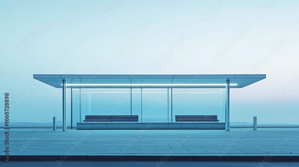 Poster modern bus stop with minimal design