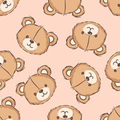 Cute teddy bear seamless pattern in soft pastel colors for children room decor or fabric design