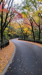 Obraz premium View of an autumn winding road, ai generated