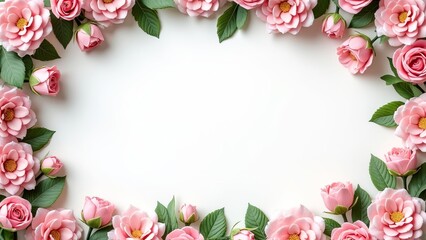 Floral frame mockup white background