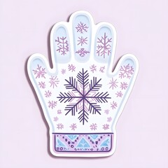 Cute Hand Drawn Winter Mitten with Snowflake Pattern Illustration