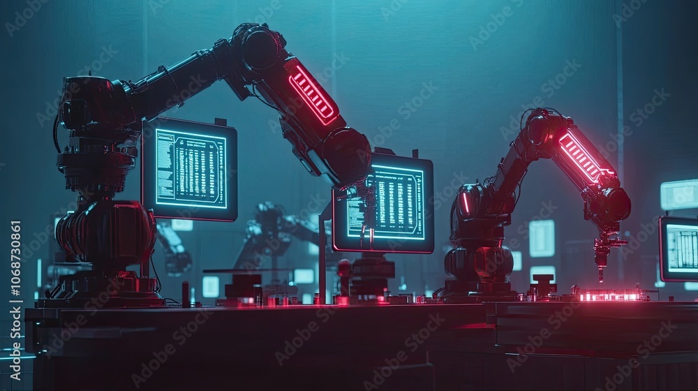 Aufkleber futuristic robotics in high-tech workspace