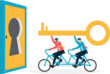 The white-collar workers carried the keys up the steps to open the door.

