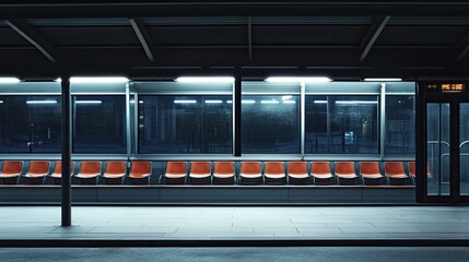 Obraz premium Urban Waiting Area with Modern Design at Night