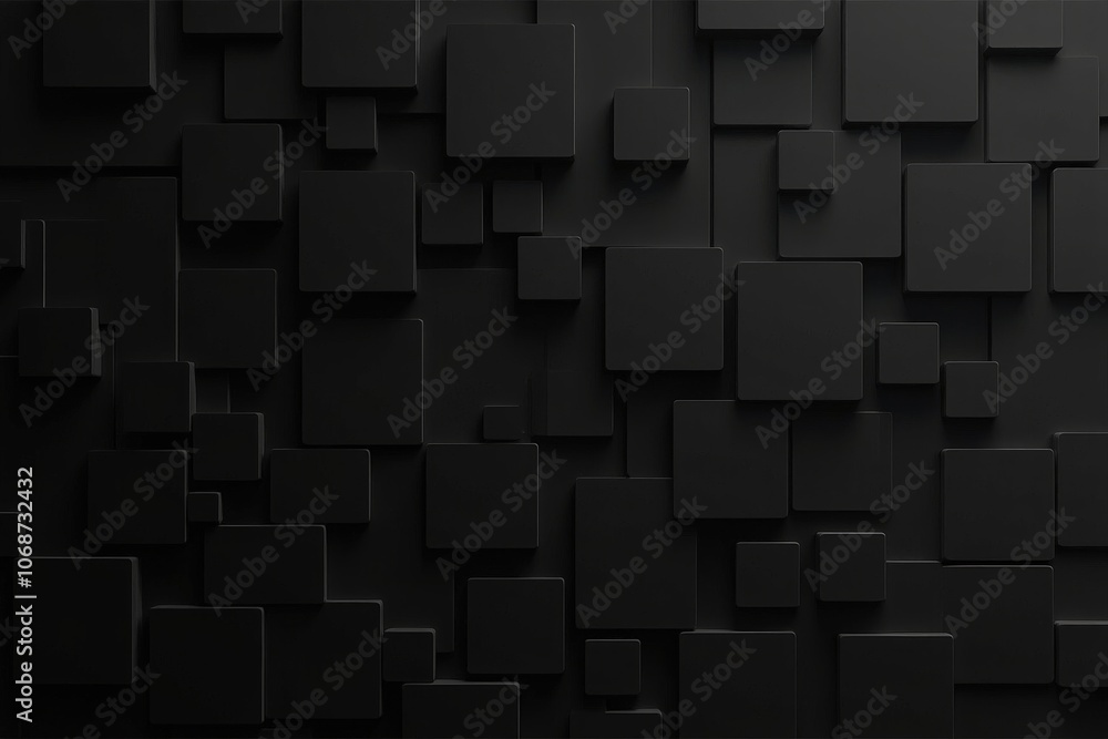 Aufkleber modern black abstract geometric pattern with overlapping square shapes in minimalist design.