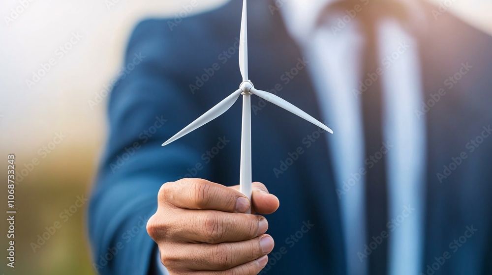 Poster futuristic wind turbine engineering collaboration - innovative engineer using 3d simulations for tec