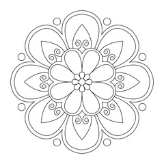 Simplicity Relaxation mandala coloring book page, vector design