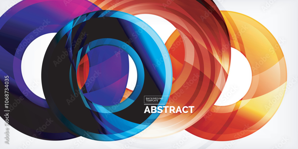 Poster Bright colorful circles with light effects. Abstract background