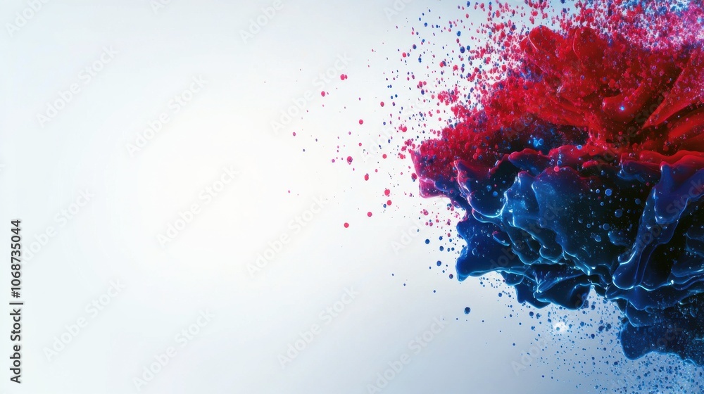 Aufkleber a vibrant explosion of red and blue colors creates an artistic splash against a light background, sh