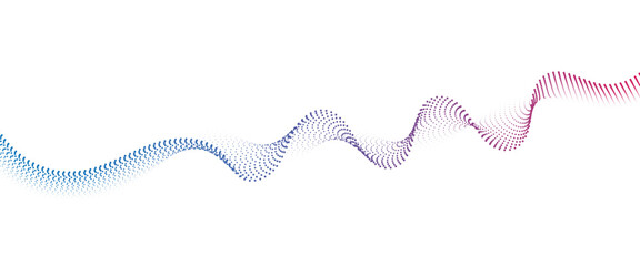 Flowing Dot Wave halftone gradient pattern on transparent background	