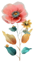 Fototapeta premium PNG Dreamy Retro Collages of flower art plant poppy.