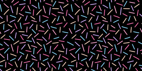 Colorful sprinkle seamless pattern vector illustration. Scattered dashes abstract ornament. Design for textile, fabric, wrapper and background.