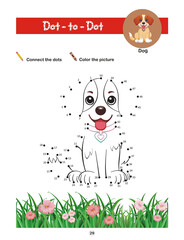 Dot to dot activity worksheet for preschool kids. Activity of learning numbers from 1 to 50 and pen control. Connect the dots to draw a dog.