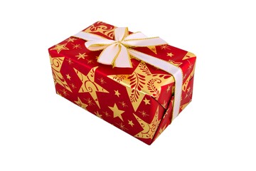 Red gift on white background