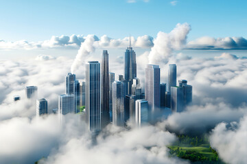Fototapeta premium Innovative highrise cityscape showcasing smart urban infrastructure and green spaces
