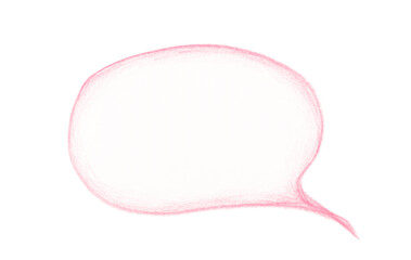 Hand drawn speech bubble colored pencil on transparent background