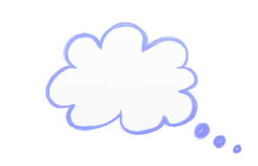 Hand drawn empty cloud speech bubble shape color pencil on transparent background for design in your work business concept.
