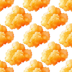 seamless pattern with orange- yellow watercolor clouds