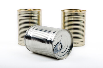 Aluminium cans on white background