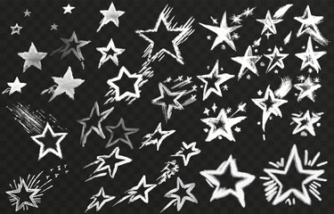 Stars icon collection png. Different star shapes. Black stars icon set. Sparkle star icon set. Falling stars . Vector illustration on isolated background.