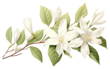 Obraz premium PNG Botanical illustration jasmine flower blossom plant.