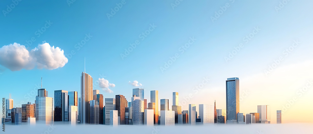 Poster transforming urban skylines integrating smart technology and sustainable transportation in the futur