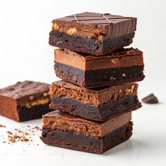 Pieces of dark chocolate bar isolated on white,Chocolate thins with white cream filling isolated on white