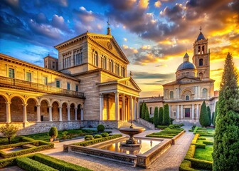 Obraz premium th-century Papal Basilica, St. Paul's tomb, cloisters, May 2024.