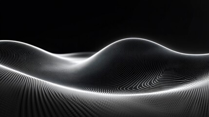 Abstract white wave pattern on a black background.