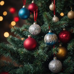 Fototapeta premium The tree glows with festive new year’s spirit