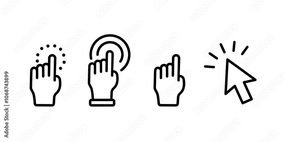 Aufkleber pointer cursor omputer mouse icon. clicking cursor, pointing hand clicks icons. click cursor - stock