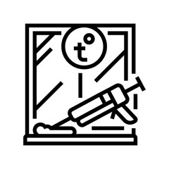 window caulking sealing home line icon vector. window caulking sealing home sign. isolated contour symbol black illustration