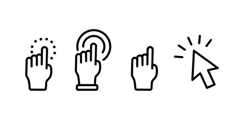 Pointer cursor omputer mouse icon. Clicking cursor, pointing hand clicks icons. Click cursor - stock vector.