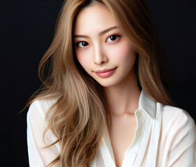 白いブラウスの美女