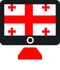 Fototapeta premium Georgia Flag On Monitor
