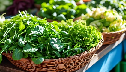 Naklejka premium Discover fresh and nutritious green vegetables at your local market to enhance your culinary creations and promote healthy eating habits