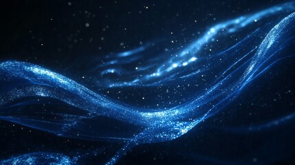 Abstract futuristic wave on dark background. Design for futuristic, fiber optic, wave, telecoms, digital, internet, online, network, communication, connection, neon, line. 