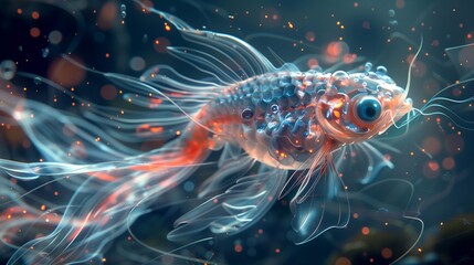 A needle fish swims gracefully through crystal clear water, showcasing its unique features