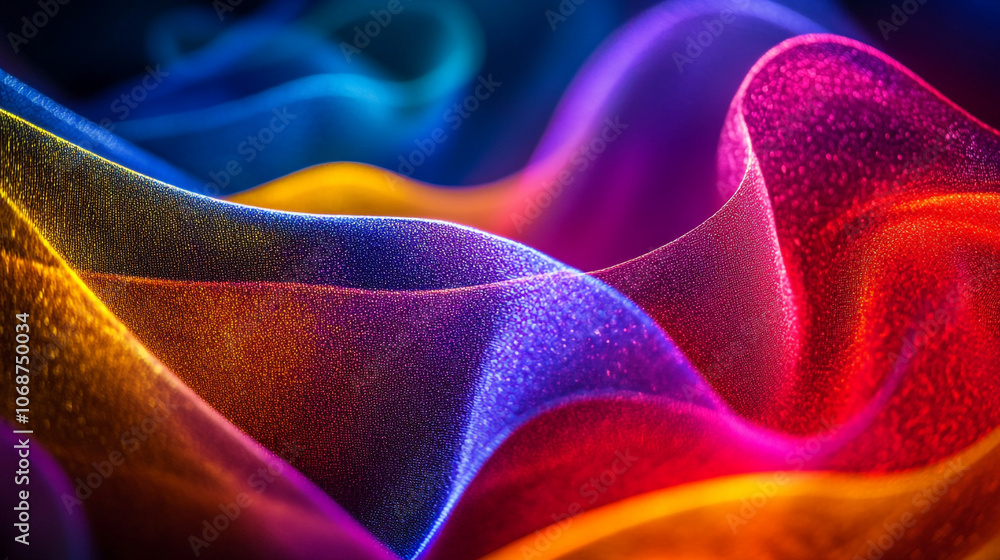 Aufkleber vibrant waves of colored fabric create a mesmerizing texture in bright light setting