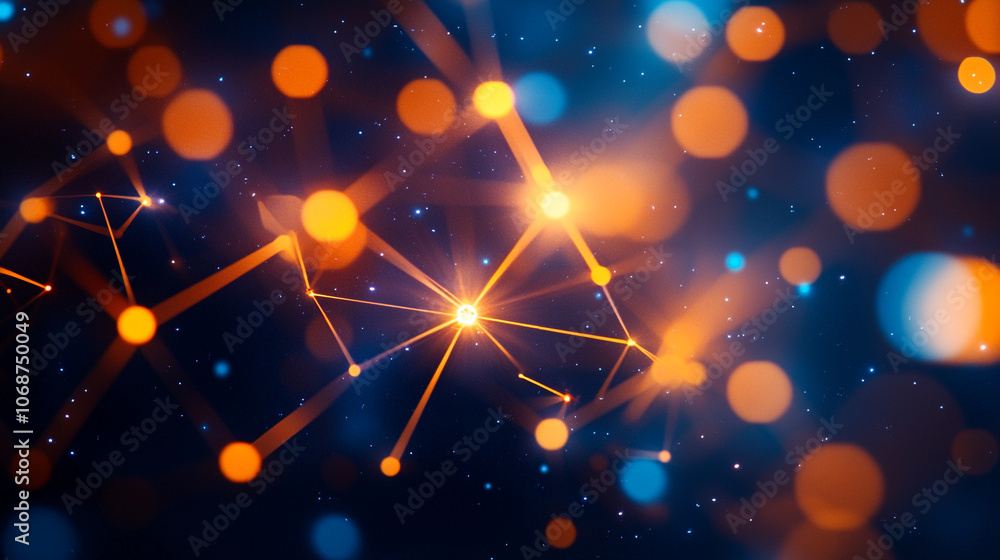 Aufkleber bright abstract network design featuring glowing dots and lines against a cosmic background