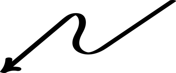 Grunge Sketch Handmade Watercolor Doodle Arrow Set. Creative illustration of black hand drawn arrows set isolated on background.