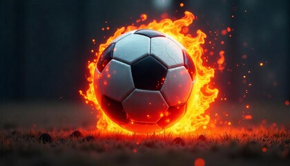  Immersive Flaming Soccer Ball with Neon Highlights